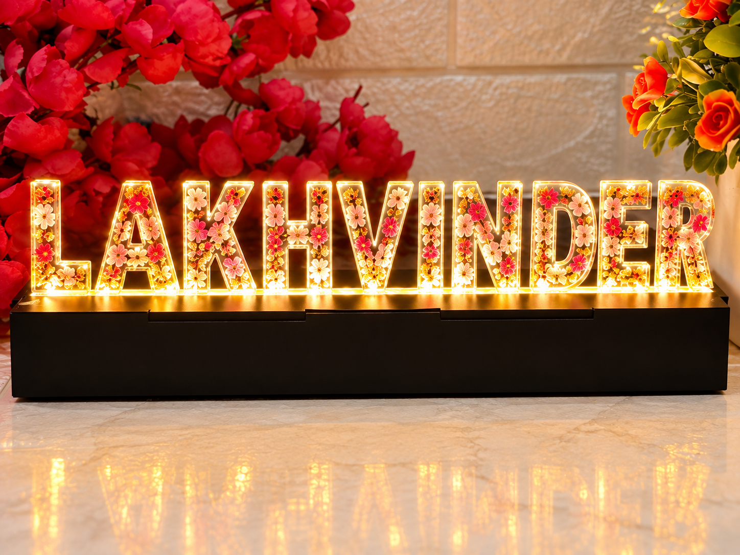 Customized LED Name Lamp | Wooden Base Decorative Night Lamp - Image 3